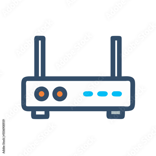 Stylized flat vector illustration of a wireless internet router