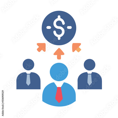Financial distribution illustration showing allocation of resources to people