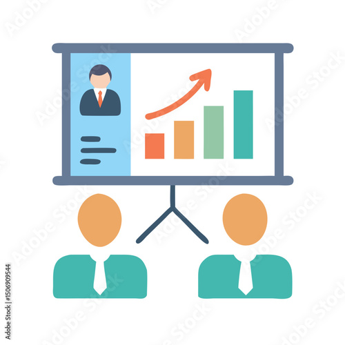 Business presentation growth chart featuring professional attendees illustration