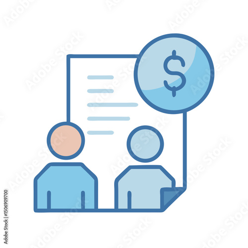 Financial agreement icon showing investment between two people