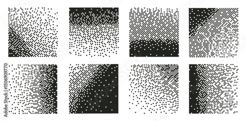 Disintegration pixel effect illustration. Vector rectangle elements