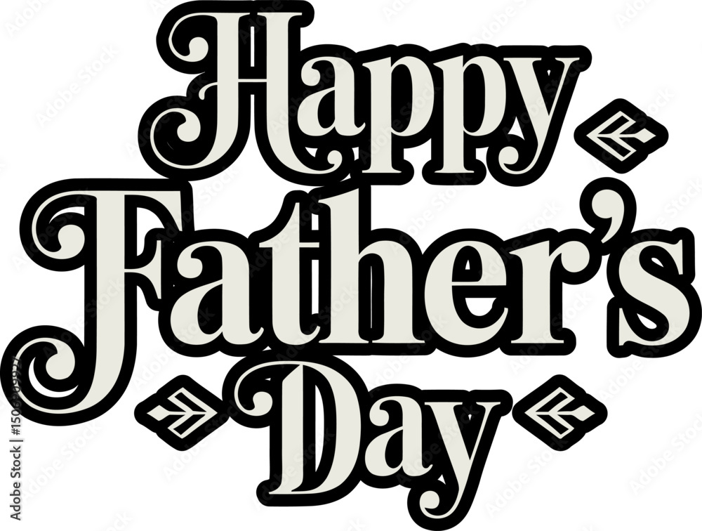 Elegant script font spelling happy fathers day in modern calligraphy with classic white background layout