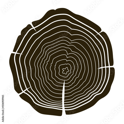 Wooden logs texture. Wood concepts graphics, lumber circle top view. Vintage outline tree ring stump, cut trees structure racy vector