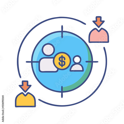 Targeting profitable customers vector graphic, money, and recruitment concept