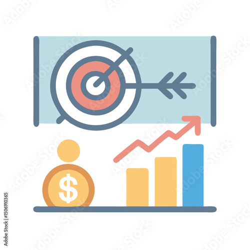 Simple flat illustration of business growth and target success
