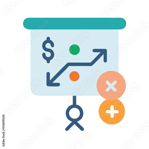 Financial strategy presentation with growth arrows and plus sign