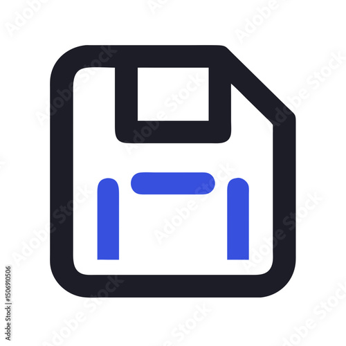 Floppy disk icon symbol in blue and black colors