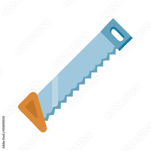 Isolated simple illustration of handsaw on White Background for carpentry