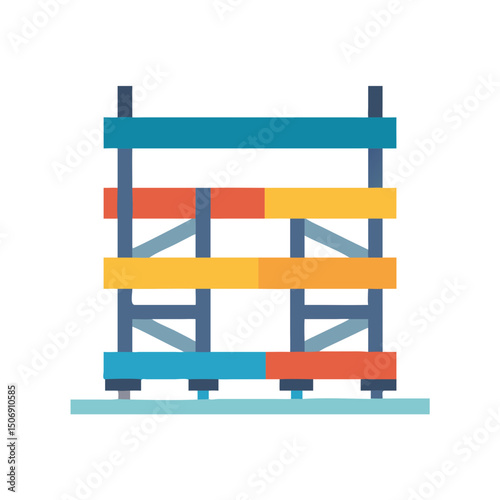 Colorful Scaffold Illustration on White Background for Construction Projects