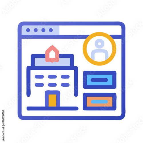 Online property management profile icon on website illustration
