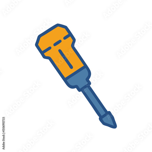 Stylized vector image of a blue and orange screwdriver