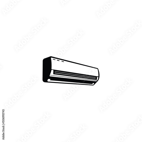 Silhouette of air conditioner on white background