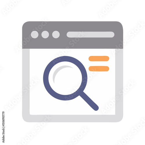 Flat style web browser with search magnifyier on White