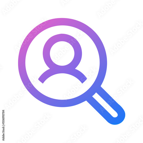Gradient magnifying glass with person icon on White Background