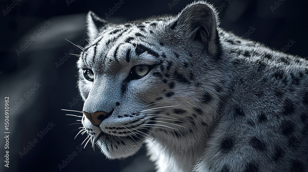 Fototapeta premium Snow leopard with Himalayan terrain exposure
