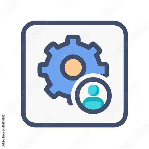 Gear and user icon inside a rounded square frame