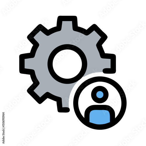 Gear and person icon for system settings management concept