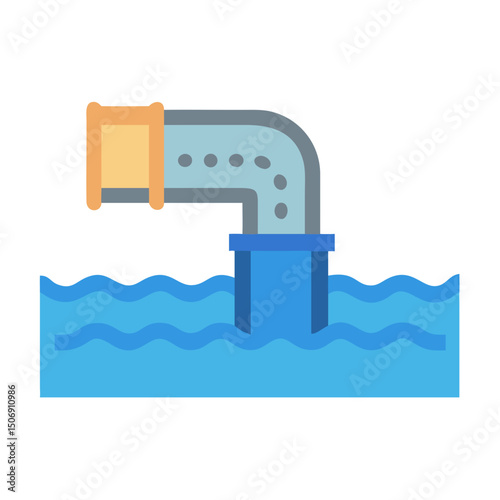 Pipe discharging liquid into a body of water illustration