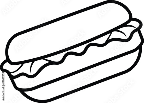 Submarine Sandwich Vector Line Art for Deli Branding, Cafe Menus, and Lunch Posters