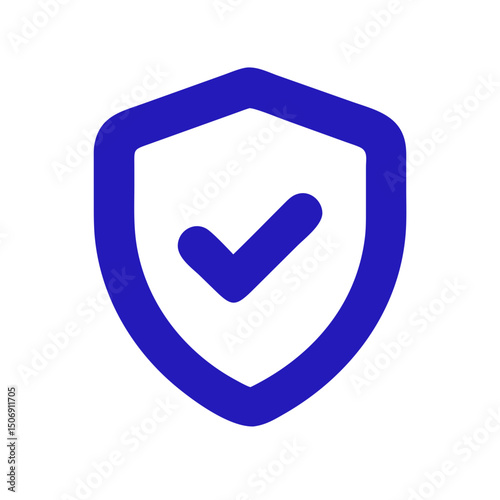 Blue shield with check mark on a White Background