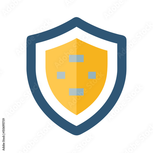 Shield with blue border and yellow face illustration