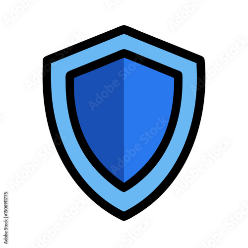 Blue shield icon isolated on White Background safety protection