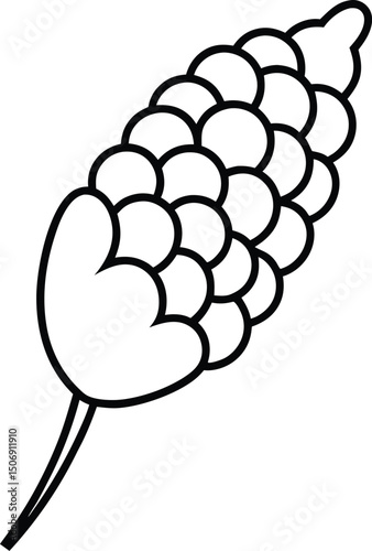 Sweet Corn Hushpuppy Vector Line Art for Southern Cuisine, Cafe Menus, and Fair Food