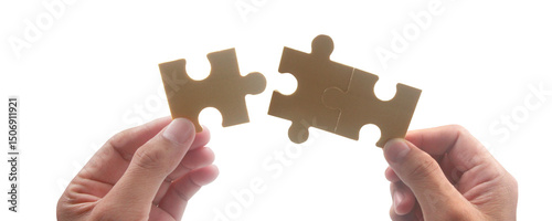 Collaboration and problem solving studio image bright close-up puzzle pieces fitting together