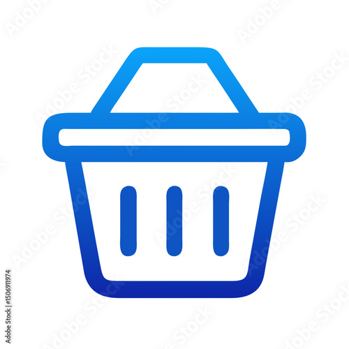 Gradient blue shopping basket icon over solid White Background