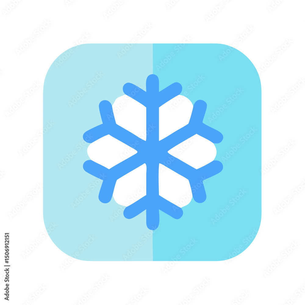 Obraz premium Isolated blue snowflake icon on rounded square background