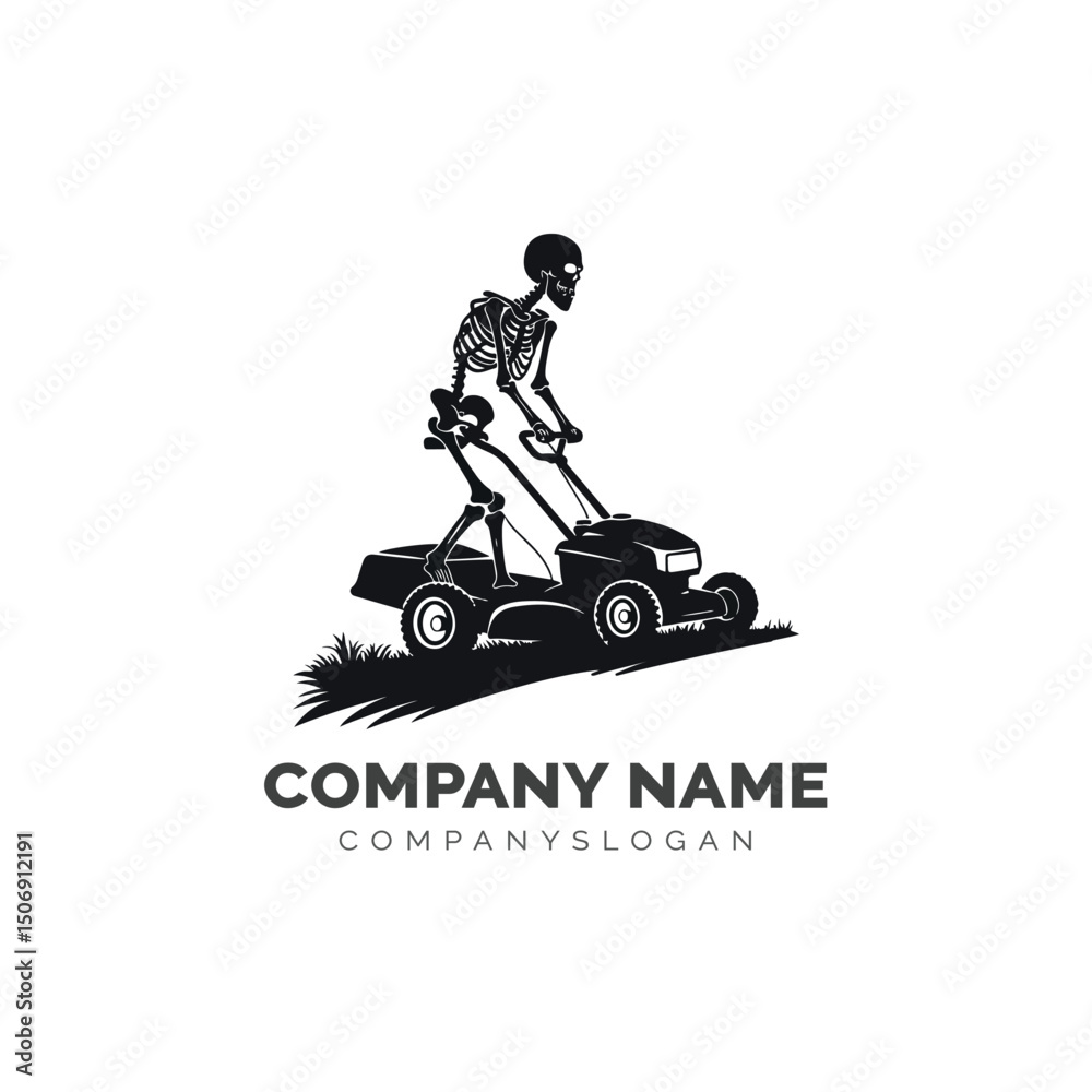 Skeleton lawn care logo design, vector illustration Skeleton lawn care logo design, vector illustration