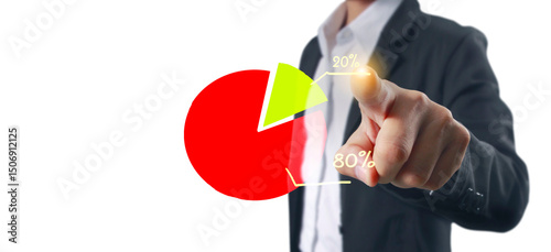 Analyzing business data with interactive pie charts office setting infographic presentation digital environment professional viewpoint