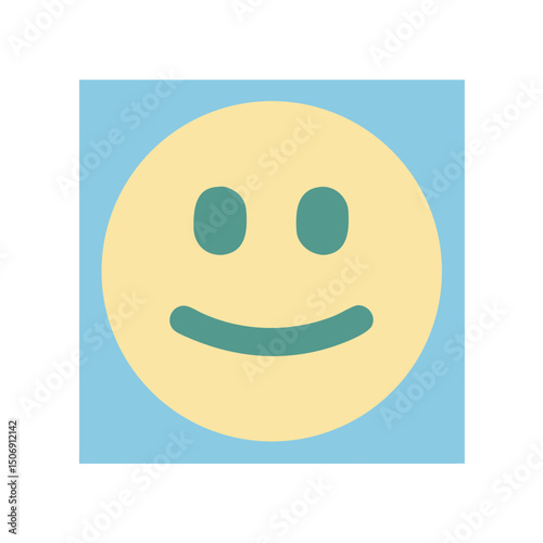 Minimalist smiling face icon in pastel colors on square