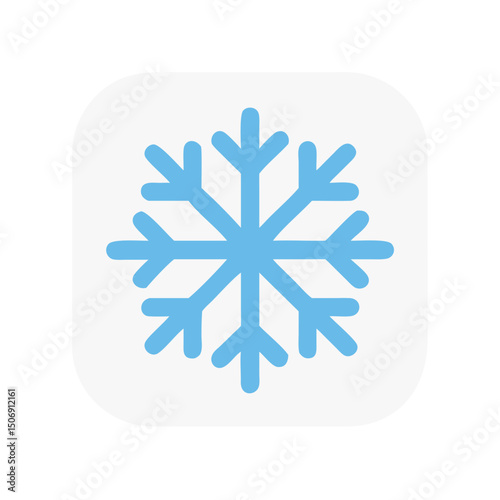 Flat design snowflake icon on white rounded square background