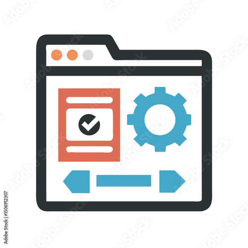 Simple web application development and configuration icon illustration