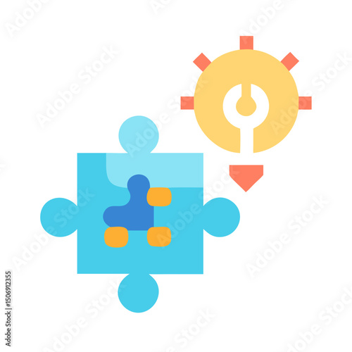Puzzle piece and gear collaboration for problem solving success