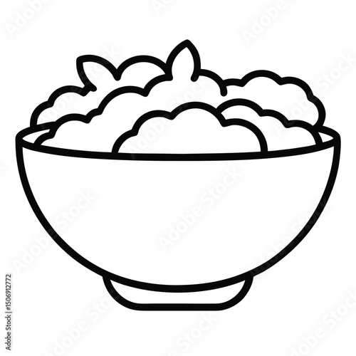 Teriyaki Chicken Bowl Vector Line Art for Japanese Menus, Cafes, and Bento Branding