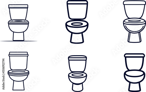 Toilet icons isolated on white background in a variety of styles