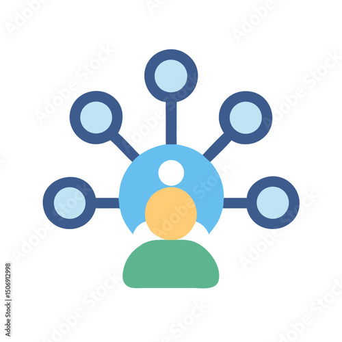 Network connection icon showing social media and distribution symbol