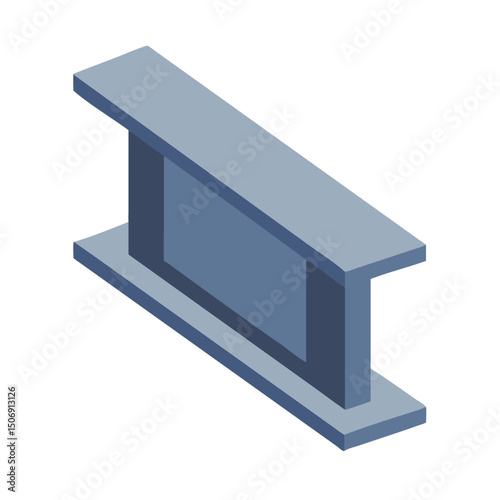 Isometric view of steel I beam construction material illustration