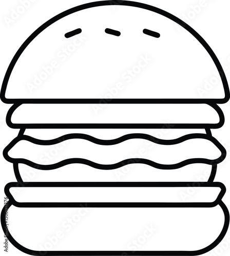Triple Cheese Burger Vector Line Art for Fast Food, Diner Menus, and Burger Icons
