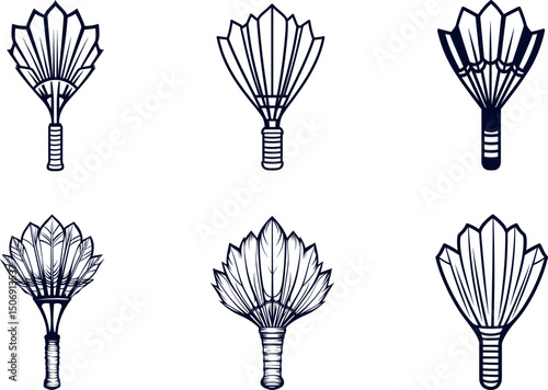 Collection of hand fans isolated on white background