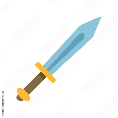Isolated light blue sword illustration on a White Background