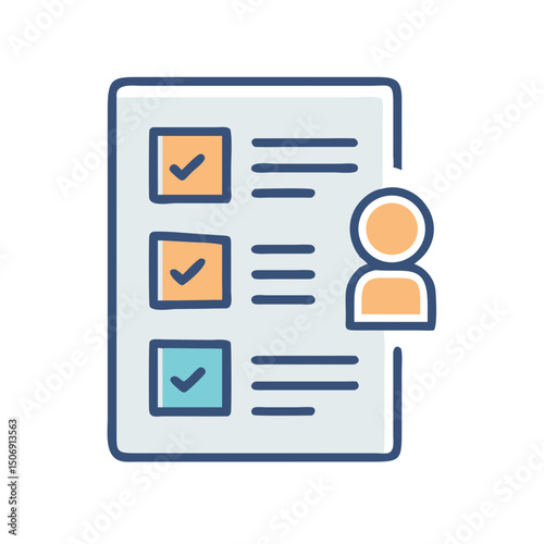 Checklist with human icon, task completion, and process management