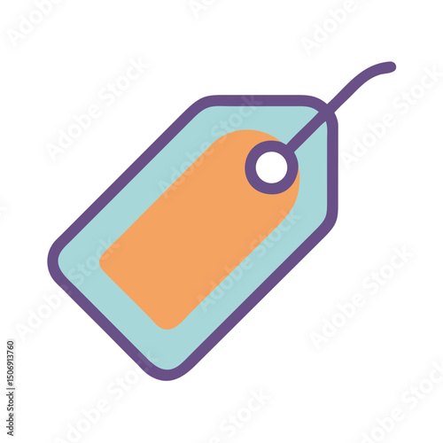 Minimalist price tag illustration with pastel colors on White