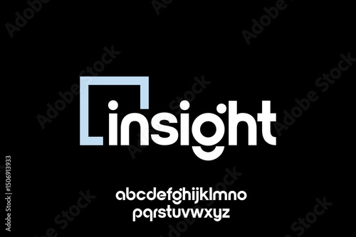 word insight ,  modern minimalist  geometric circular font with rounded edges.