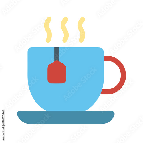 Stylized mug of tea on a saucer illustration