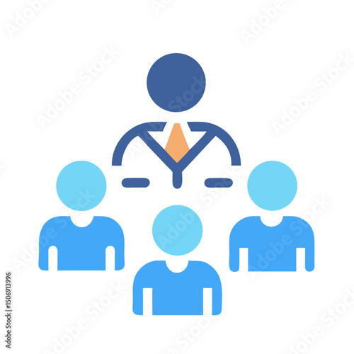 Hierarchical team structure flat vector illustration on White backdrop