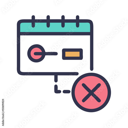 Canceled meeting flat icon on White Background, calendar concept
