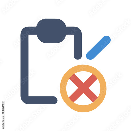 Flat design checklist with denial mark on a White Background